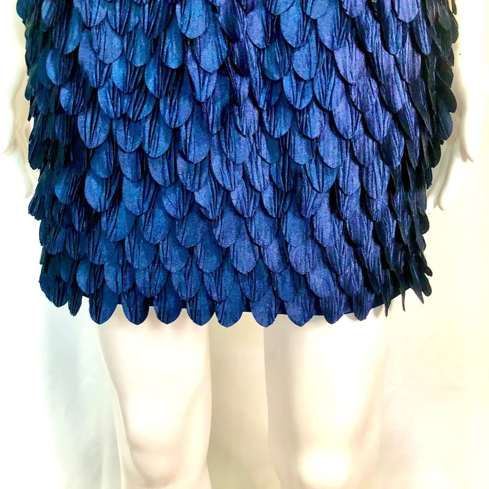 NWT Akira X Ammo The Leafette--Navy Feathered Cocktail Dress, Size S - Picture 10 of 11